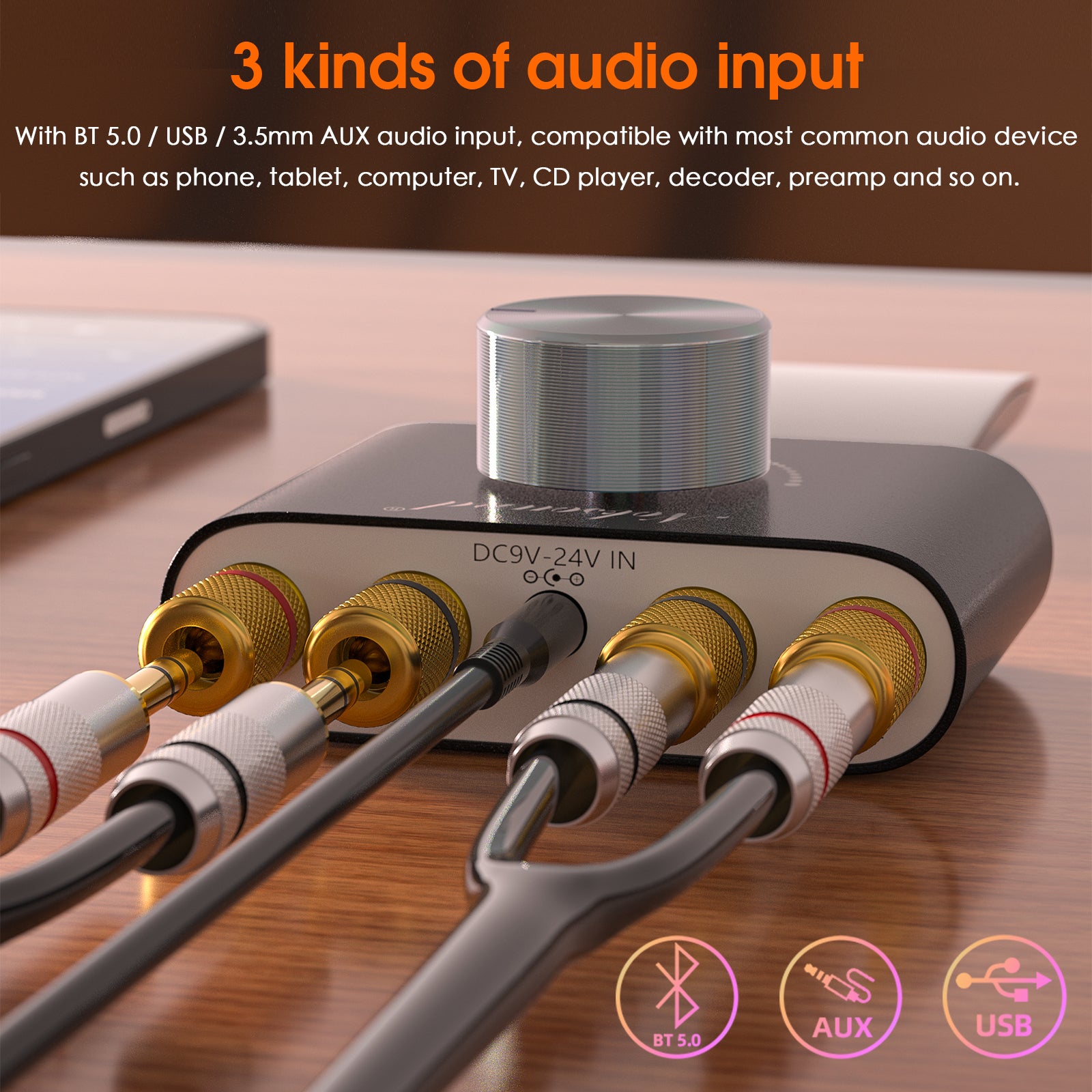 Nobsound NS-01G PRO Mini Bluetooth 5.0 Digital Amplifier USB Sound Card Stereo Audio Amp 50W+50W