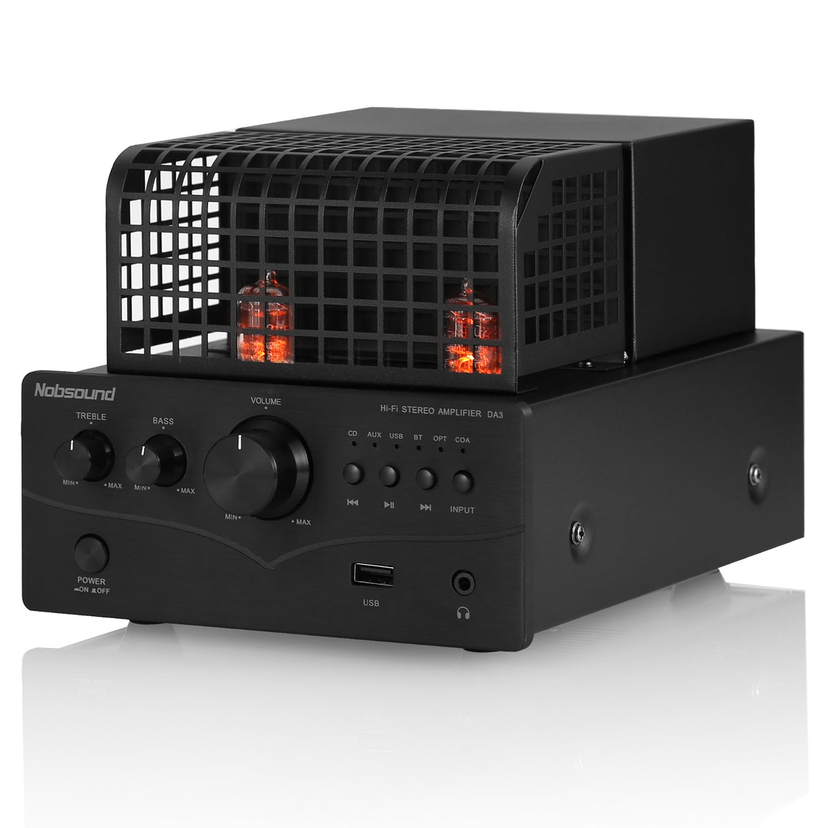 Nobsound DA3 HIFI Bluetooth Tube Power Amplifier with COAX/OPT/USB IN