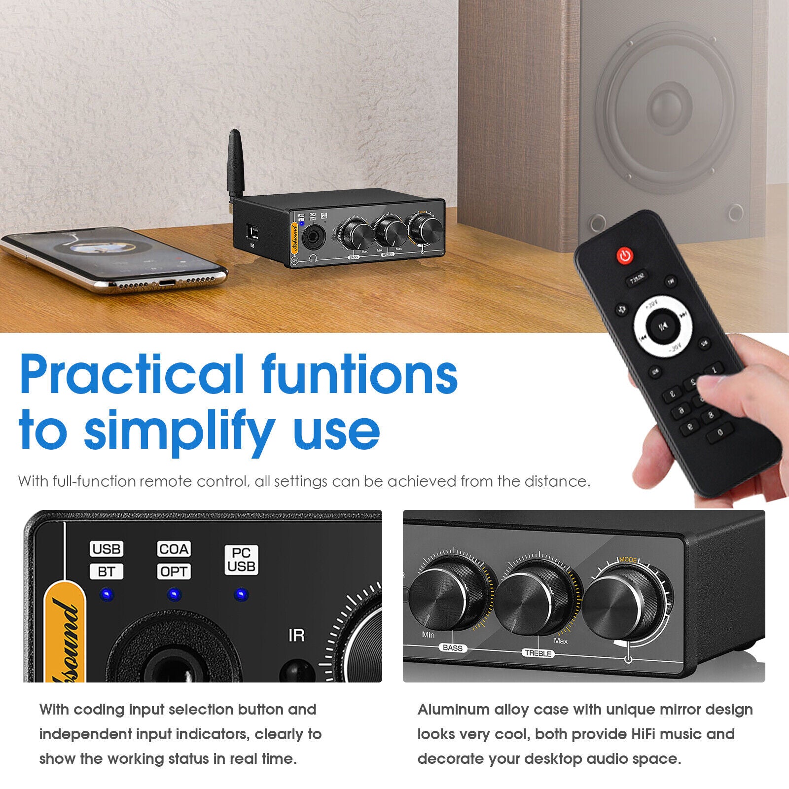 Nobsound Q4 Mini Bluetooth 5.0 Stereo USB DAC Gaming S/PDIF Digital to Analog Converter 192K