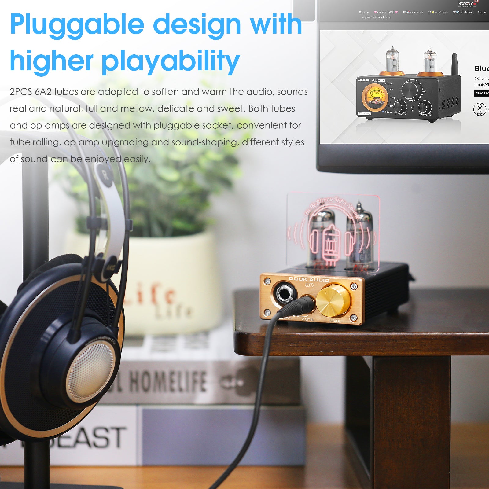 Douk Audio U10 Mini Tube Headphone Amplifier HIFI Stereo Preamp for Home Speaker