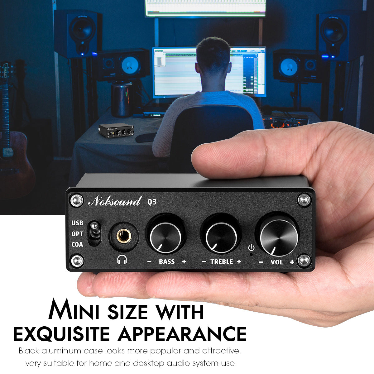 Nobsound Q3 Mini USB DAC Digital to Analog Converter Coaxial/Optical Audio Decoder Headphone Amp
