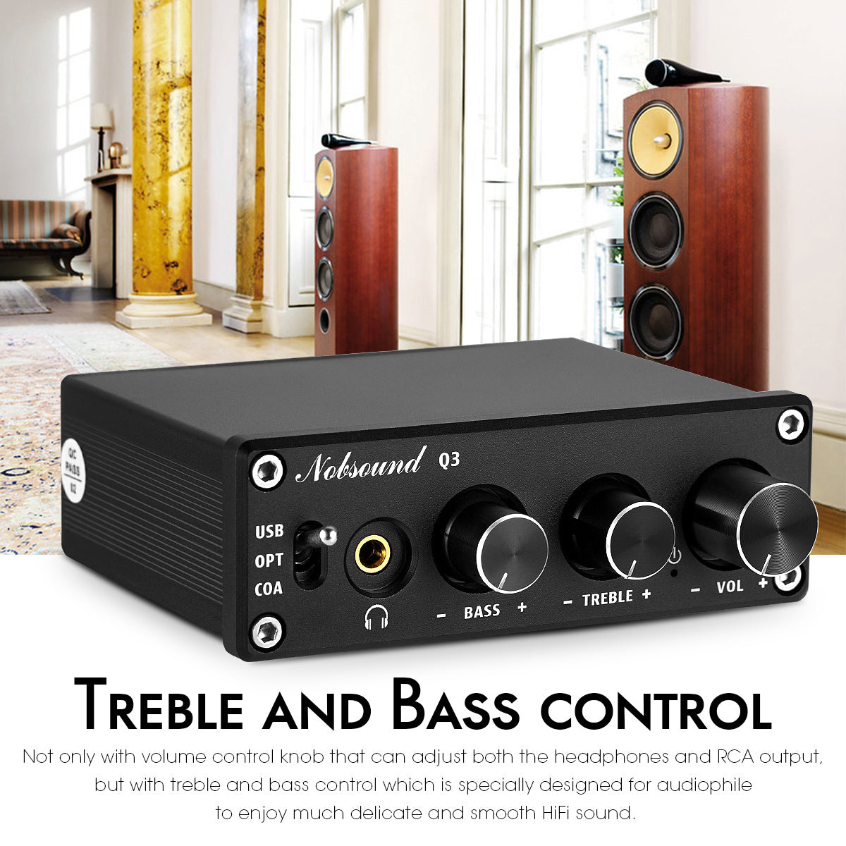 Nobsound Q3 Mini USB DAC Digital to Analog Converter Coaxial/Optical Audio Decoder Headphone Amp
