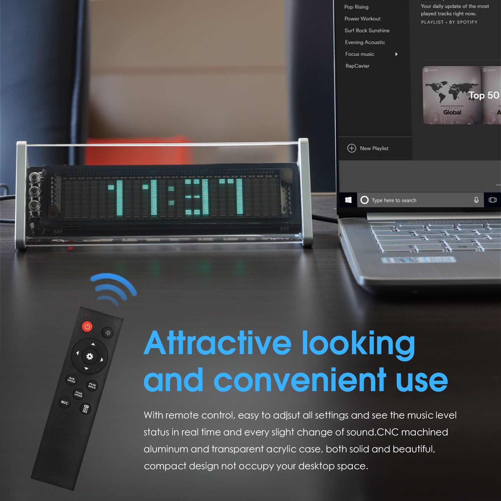 Douk Audio VFD253 3.5mm AUX Switcher Box VFD Audio Analyser Bluetooth 5.0 Receiver Home Desk Clock