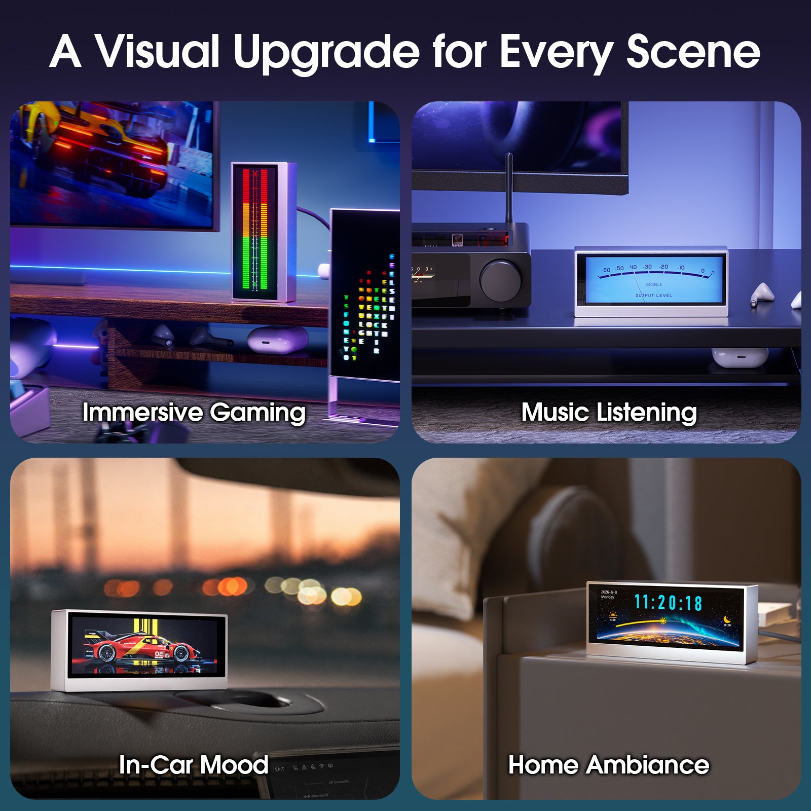Douk Audio Lab TX7 Desktop Display with VU Meter, Spectrum Visualizer & Clock
