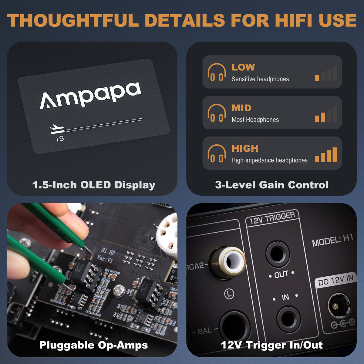[Pre-Sale] Ampapa H1 Class A Headphone Amplifier 4000mW with TRS/RCA Preamp