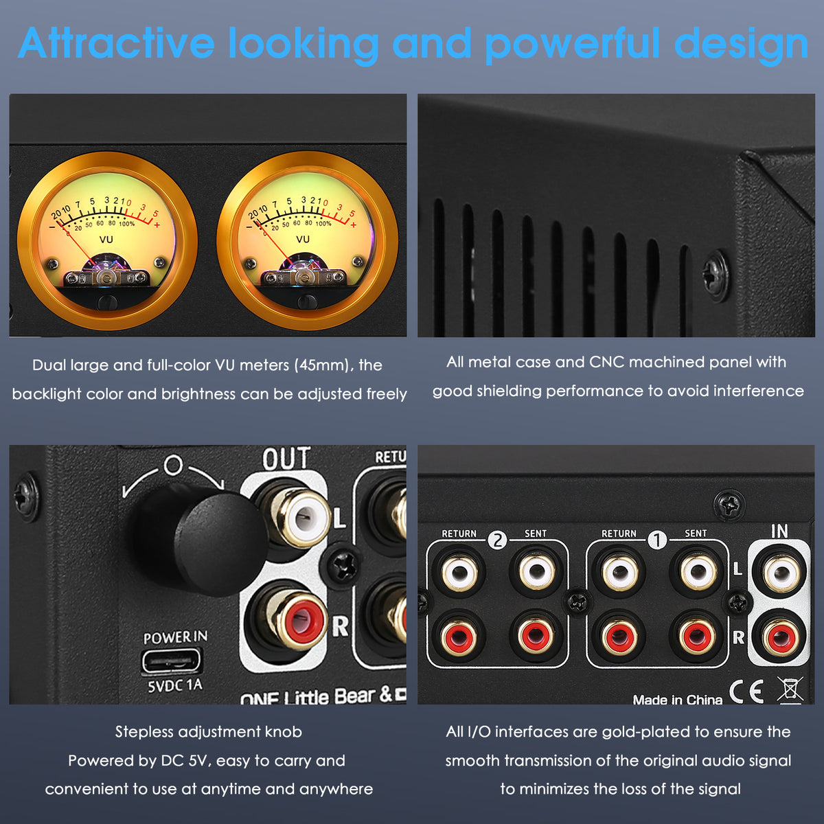 Douk Audio L3 3-Kanal-Stereo-Audio-Loop-Umschalter mit VU-Meter-RCA-Auswahlbox 