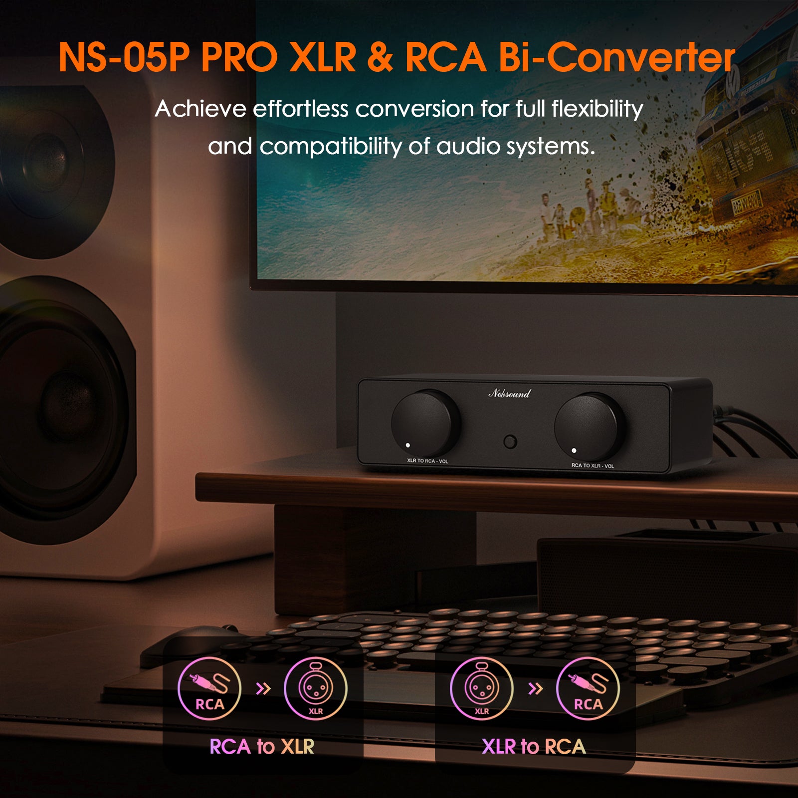 Nobsound NS-05P PRO HiFi XLR Balanced/ RCA Audio Converter