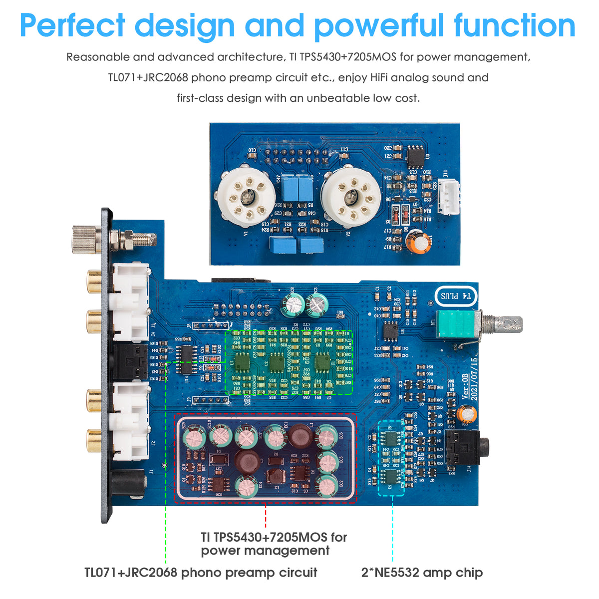 Douk Audio T4 PLUS HiFi GE5654 Röhren-Phono-Vorverstärker für Plattenspieler, Stereo-Vorverstärker, Kopfhörerverstärker mit VU-Meter 