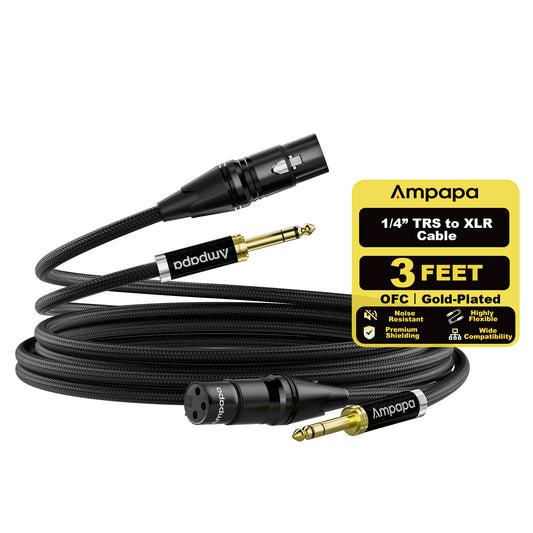 Ampapa 1/4 Inch TRS to XLR Female Balanced Cable with Oxygen-free Copper