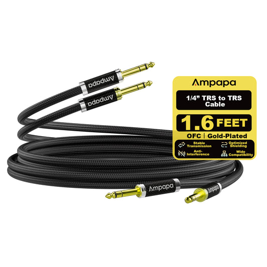 Ampapa 6.35mm TRS HiFi Audio Balanced Cable with Oxygen-free Copper