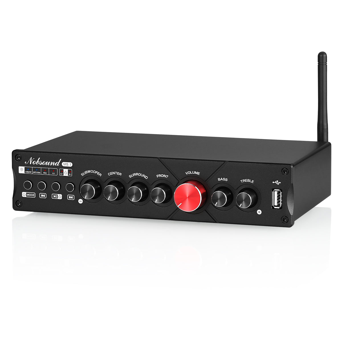 Nobsound M5.1 HiFi 5.1 Channel Amplifier w/Bluetooth COAX/OPT/USB Home Subwoofer Power Amp