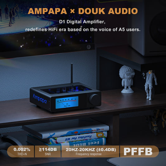 Ampapa D1 HIFI TPA3255 Amplifier with Digital VU Meter