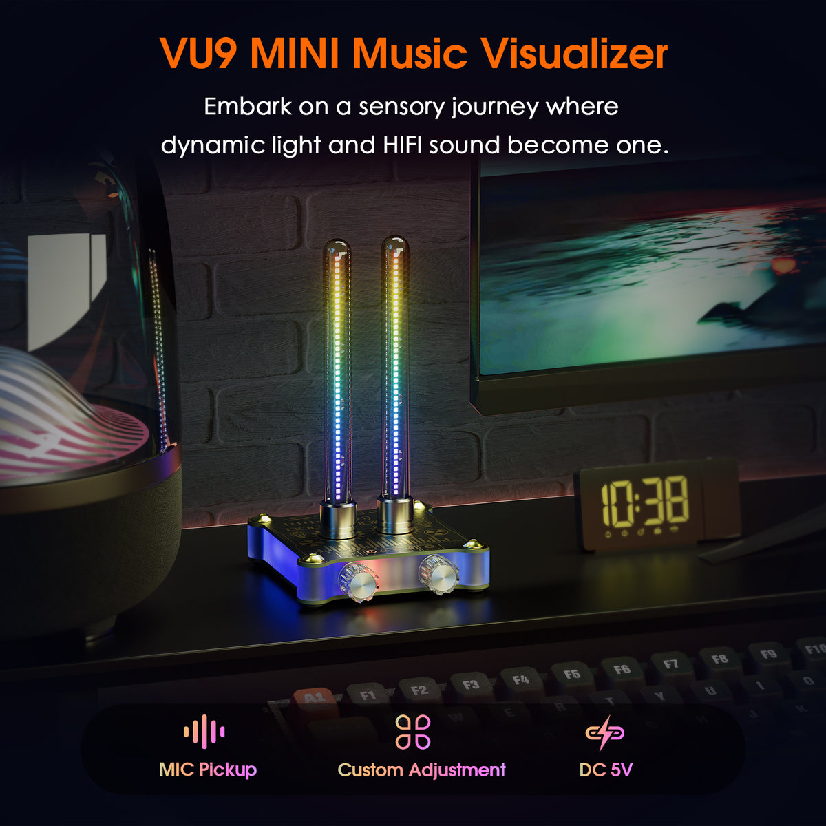 Douk Audio VU9MINI RGB LED Tube Sound Level Meter Music Spectrum Display