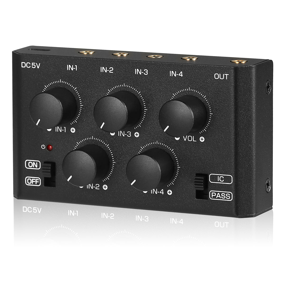 Douk Audio MC5-BX Mini Stereo 4 Channel Audio Mixer Ultra Low-Noise Home/ Studio/ Bar Line Mixer