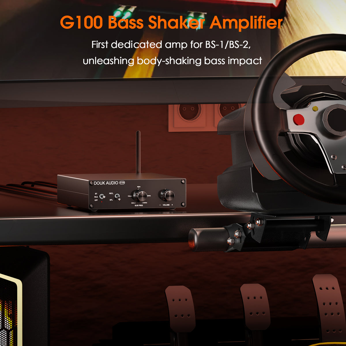 Douk Audio G100 Bass Shaker Amplifier for Tactile Transducer/Subwoofer 100W