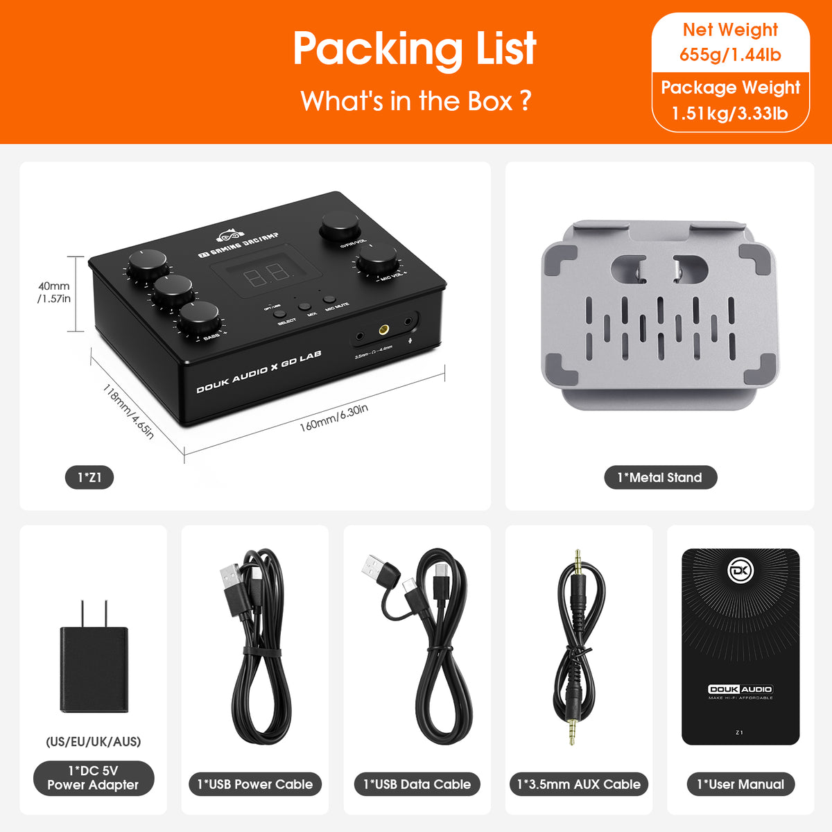 Douk Audio Z1 Gaming Headphone Amplifier with ESS9039 DAC Chip