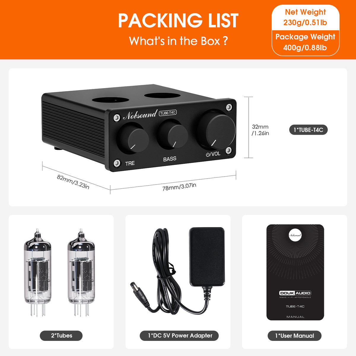 Nobsound TUBE-T4C HiFi Stereo Vacuum Tube Preamp