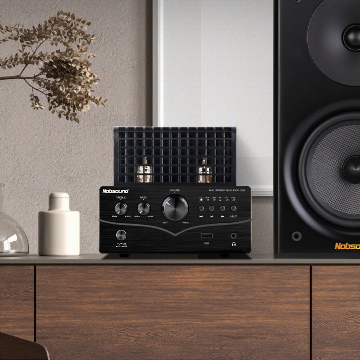 Nobsound DA3 HIFI Bluetooth Tube Power Amplifier with COAX/OPT/USB IN