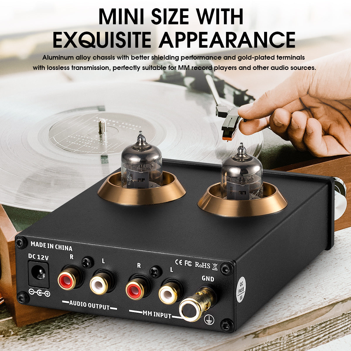 Douk Audio T3 PRO Mini Tube MM Phono Stage Preamp for Home Turntables HiFi Stereo Audio Preamplifier
