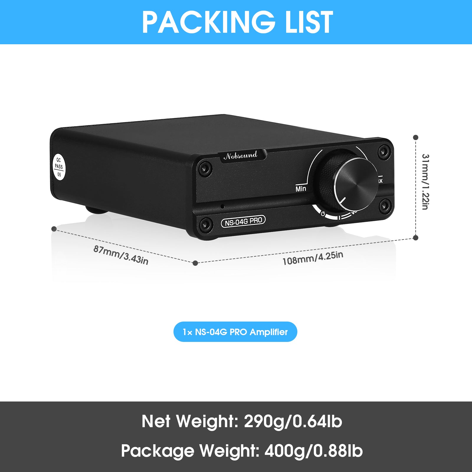 Nobsound NS-04G PRO HiFi 2.0 Channel Digital Amplifier Mini Home Stereo Audio Amp 100W×2
