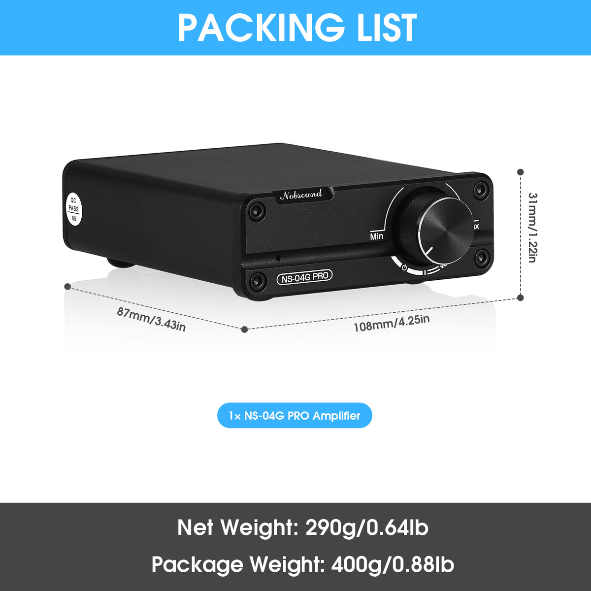 Nobsound NS-04G PRO HiFi 2.0 Channel Digital Amplifier Mini Home Stereo Audio Amp 100W×2