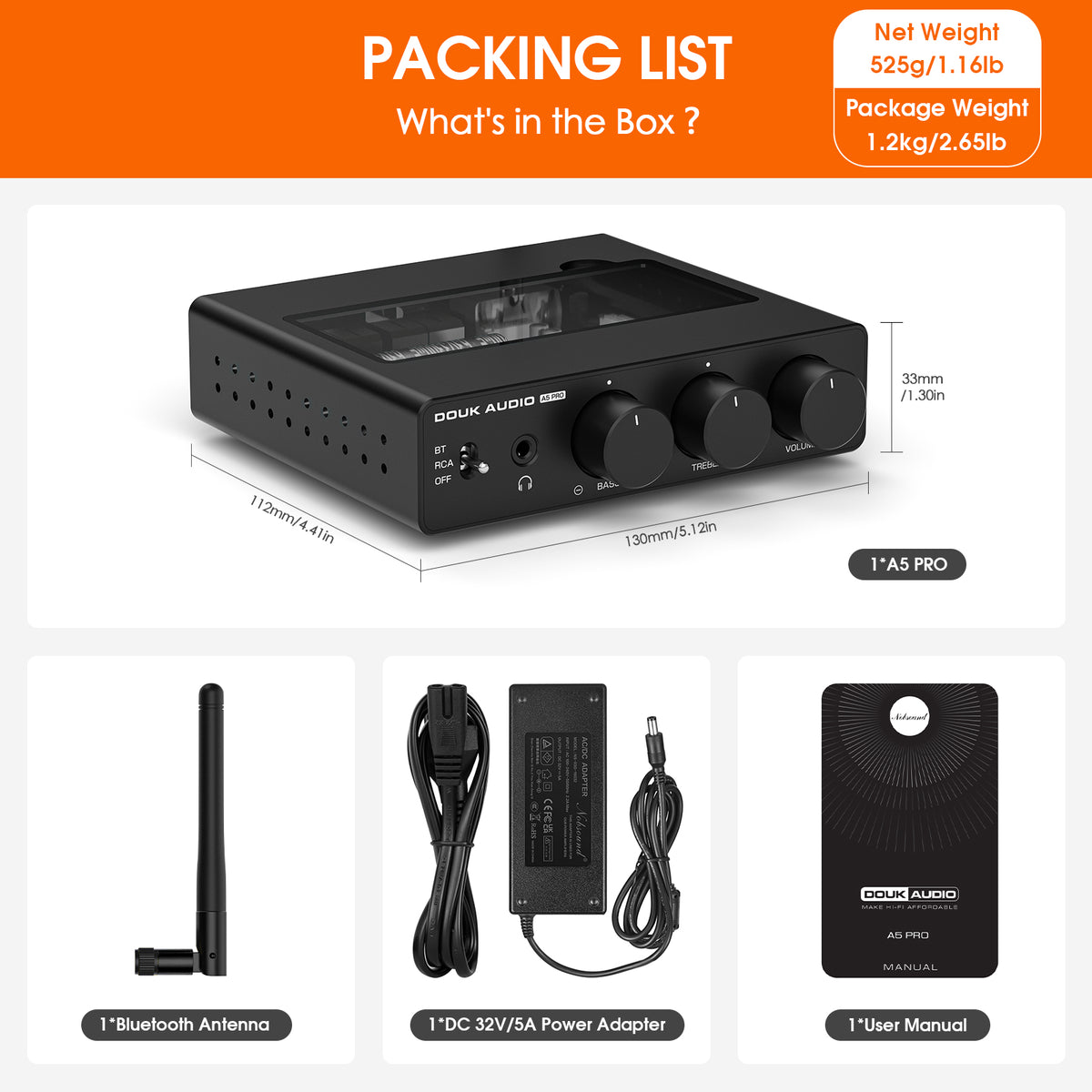 Douk Audio A5 PRO TPA3255 Bluetooth Amplifier HiFi Class D Stereo Audio Amp