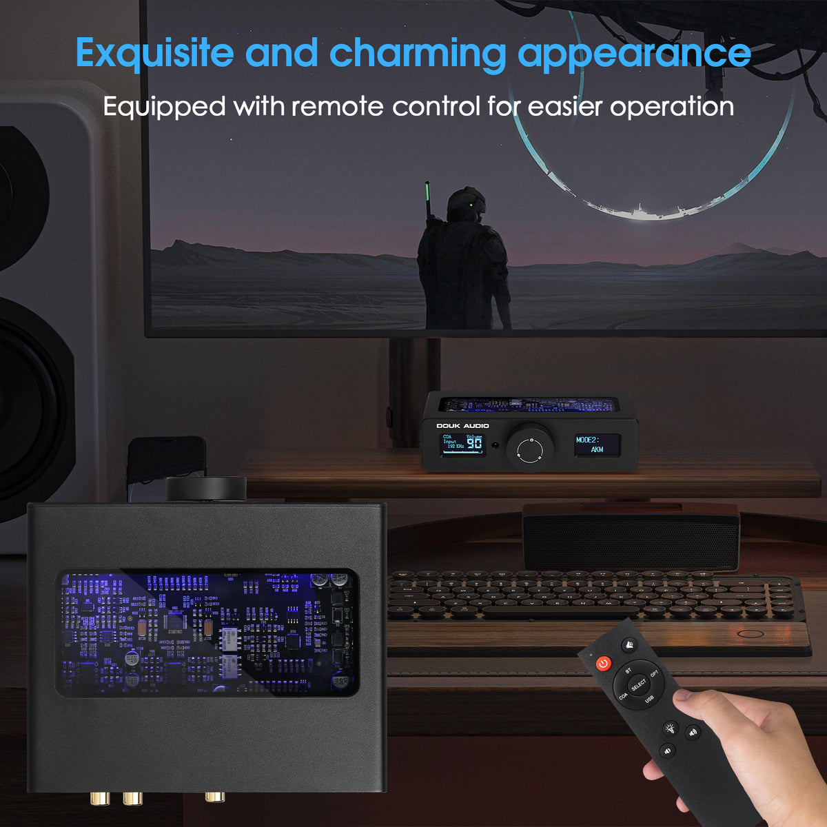 Douk Audio DAC-Q11 HiFi ESS9038Q2M+AK4493 USB DAC Audio Adapter COAX/OPT D/A Converter DSD256