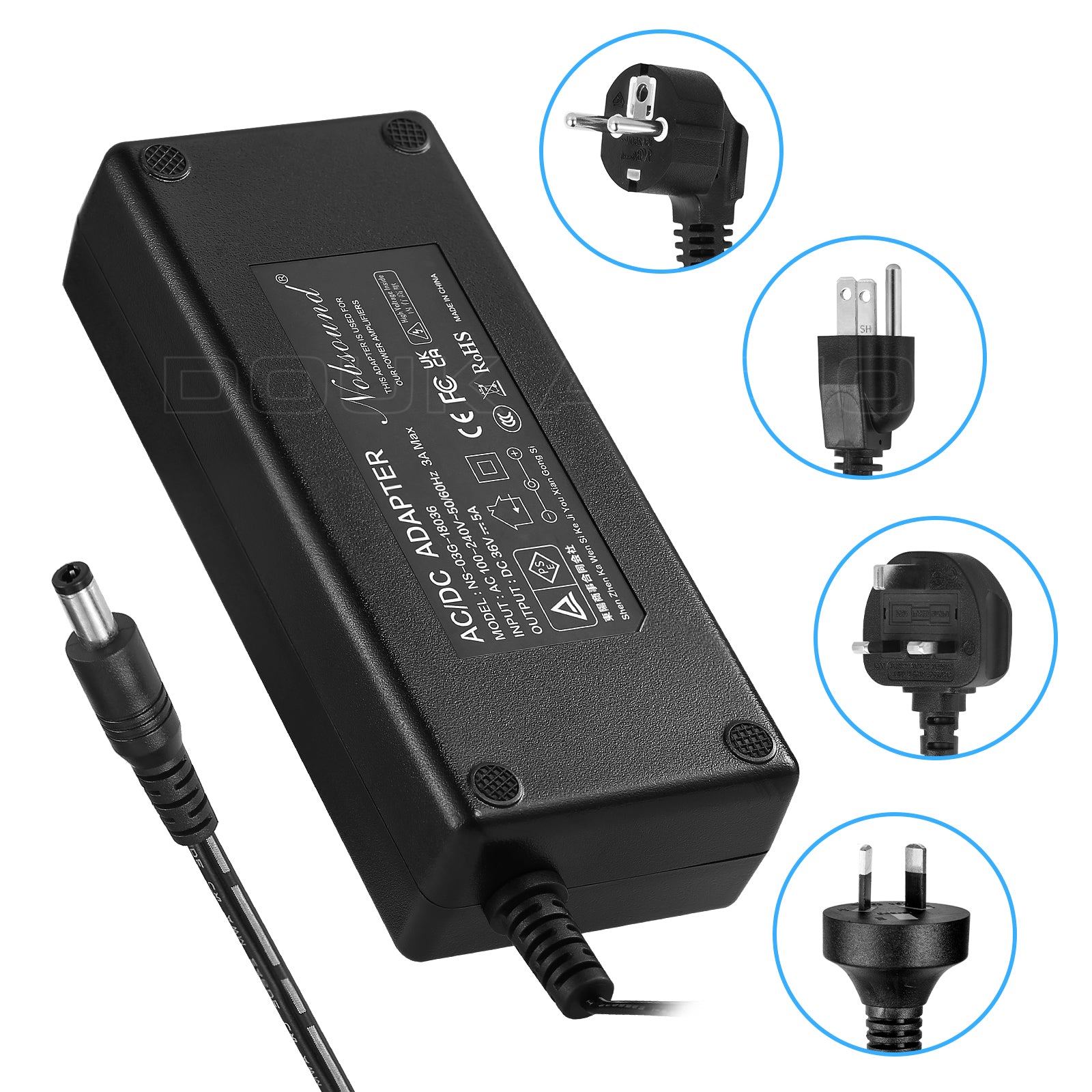 Douk Audio DC 19/24/32/36/48V Power Supply Adapter AC 100-240V Transformer
