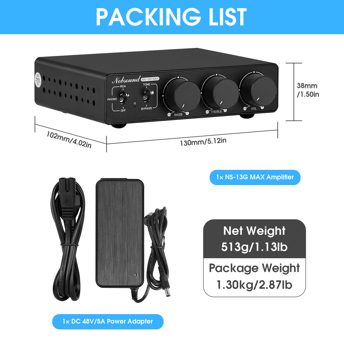 Douk Audio NS-13G MAX HiFi Mini 2-Channel Stereo Audio Amplifier Class D Power Amp with Phono 300W*2