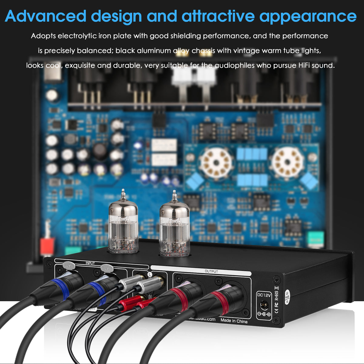 [升级版] Douk Audio T8PRO 7 段 EQ 电子管前置放大器均衡器 XLR 前置放大器，带音调控制，适用于家用扬声器