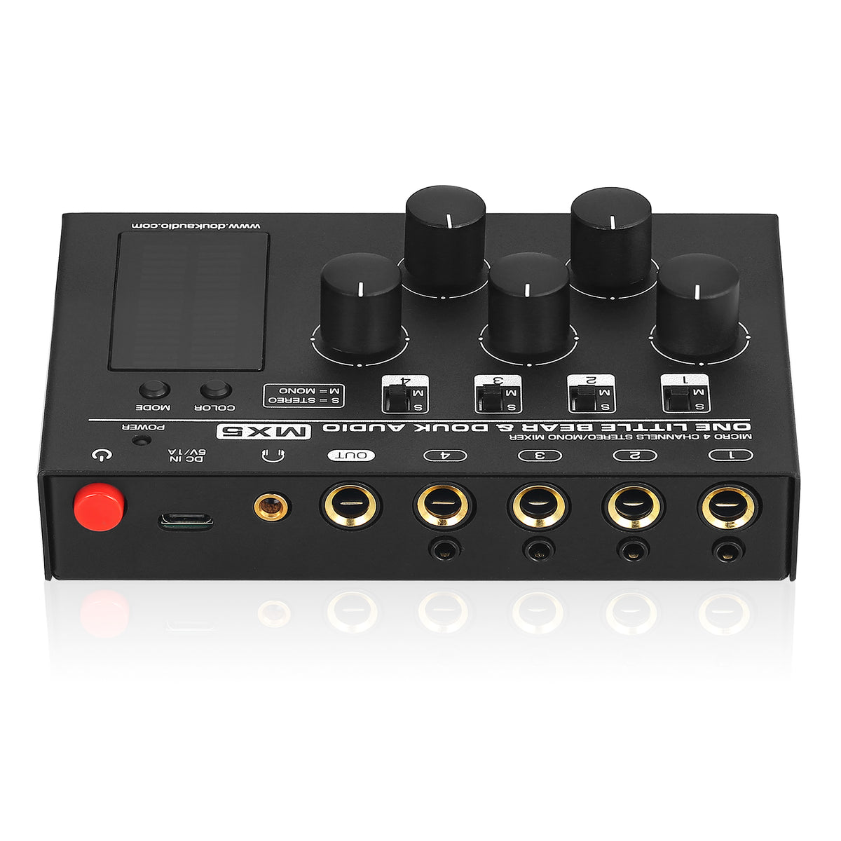 Douk Audio MX5 Mono/Stereo 4 Channel Audio Mixer Ultra Low-Noise Line Mixer LED Level Meter