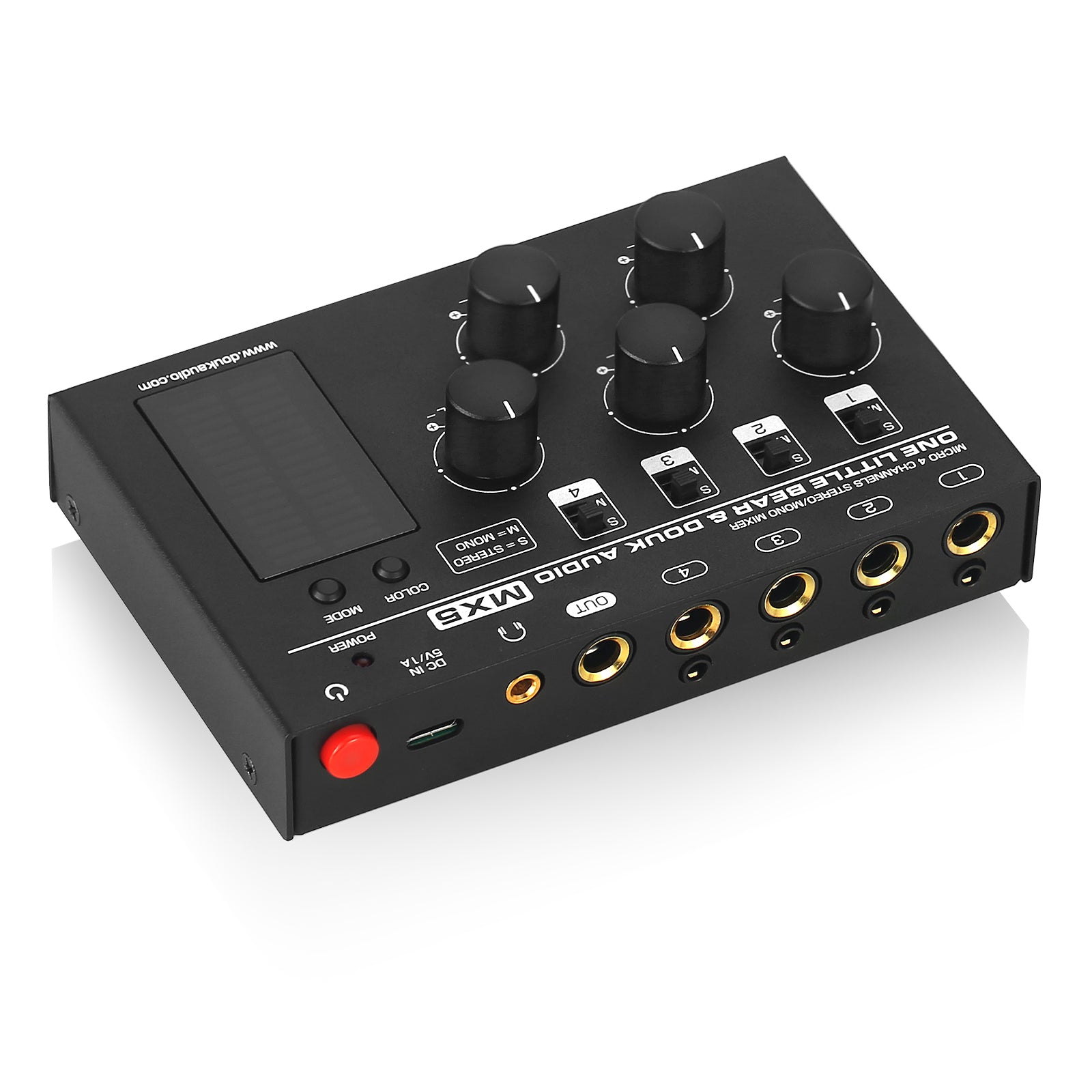 Douk Audio MX5 Mono/Stereo 4 Channel Audio Mixer Ultra Low-Noise Line Mixer LED Level Meter