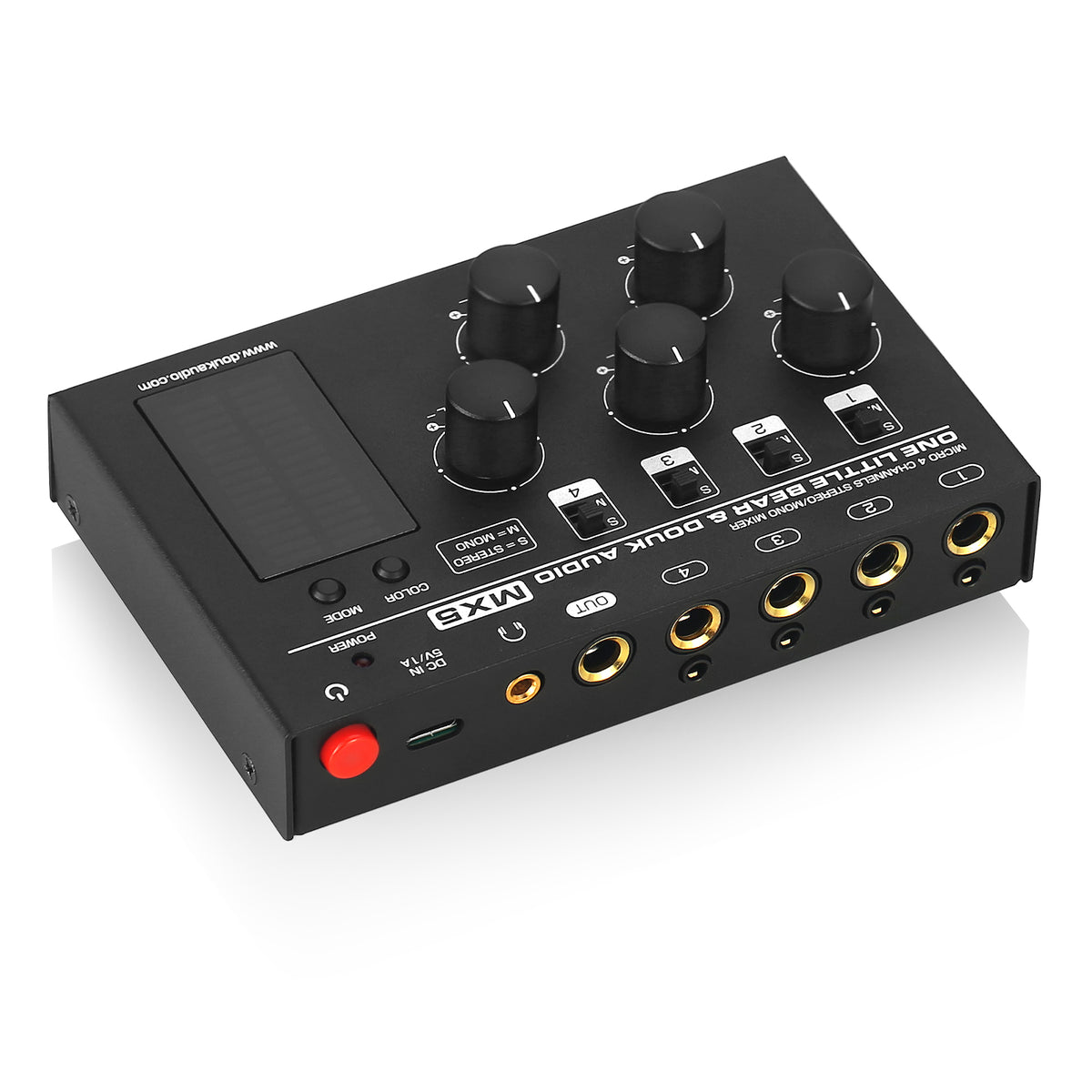 Douk Audio MX5 Mono/Stereo 4 Channel Audio Mixer Ultra Low-Noise Line Mixer LED Level Meter