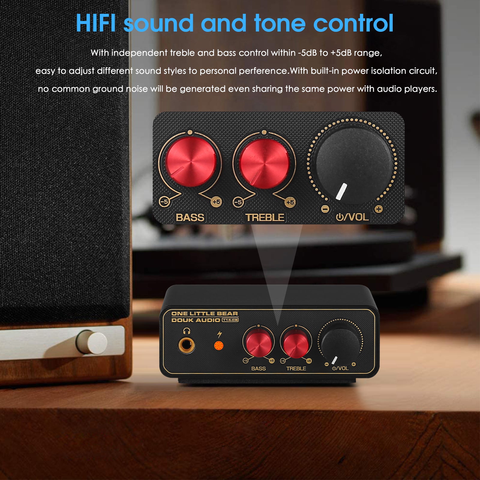 Douk Audio T14-EQ Mini MM/MC Phono Stage RIAA Preamp for LP Vinyl Turntables with Headphone Out