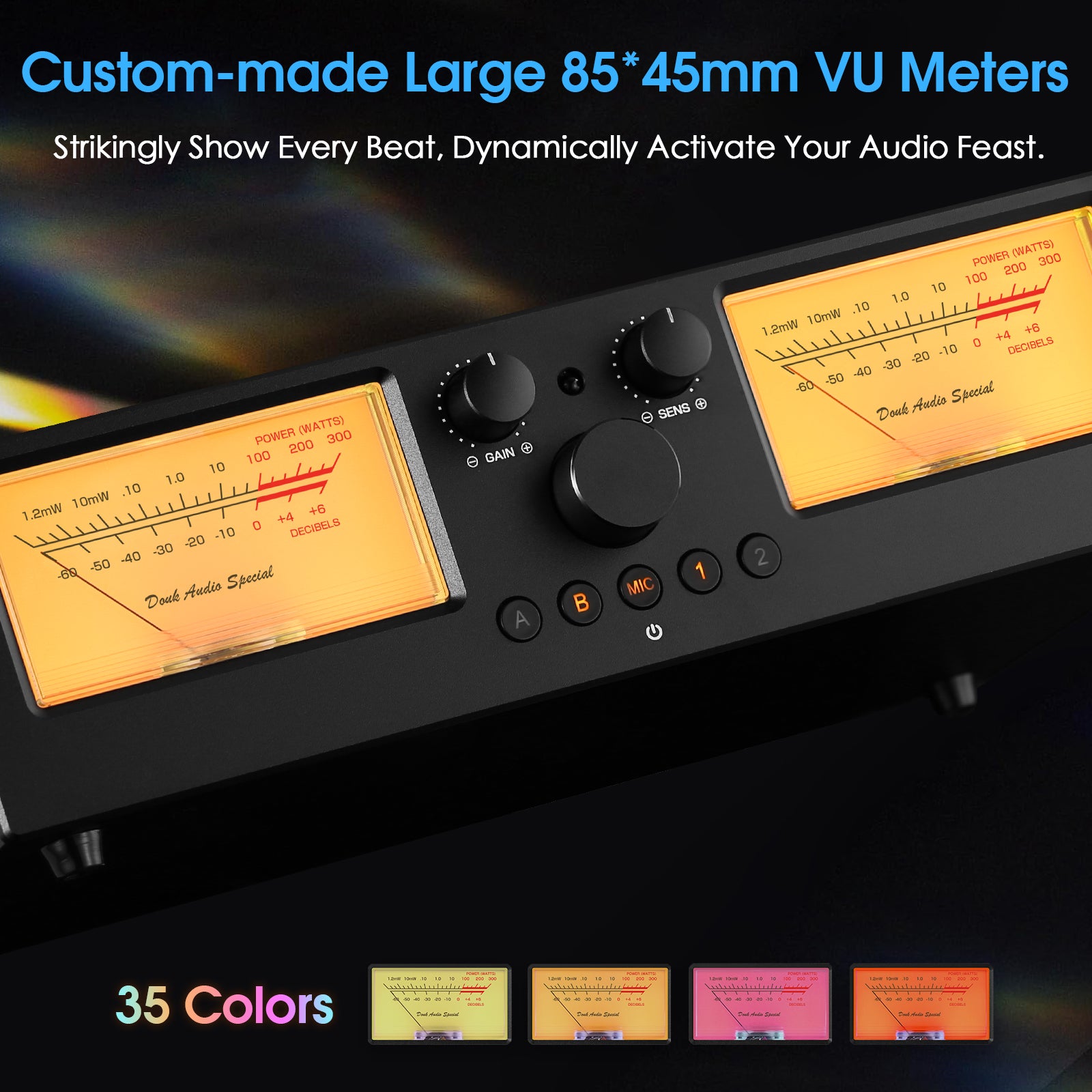 Douk Audio VU3PRO Amplifier/Speaker Selector VU Meter 2-IN-2-OUT Switcher Box