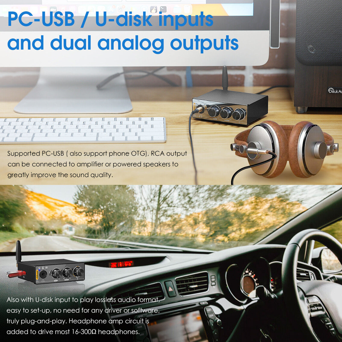 Nobsound Q4 Mini Bluetooth 5.0 Stereo USB DAC Gaming S/PDIF Digital to Analog Converter 192K