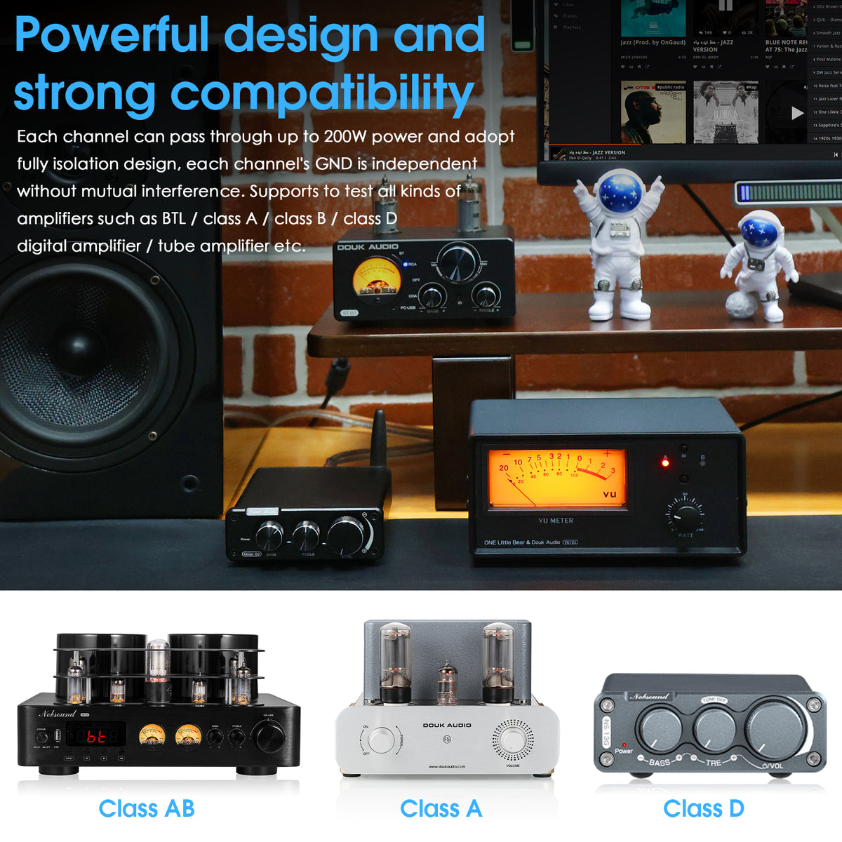 Douk Audio VU102 2 Zone Amplifier / Speaker Selector Box with VU Meter Audio Switcher w/IR Remote
