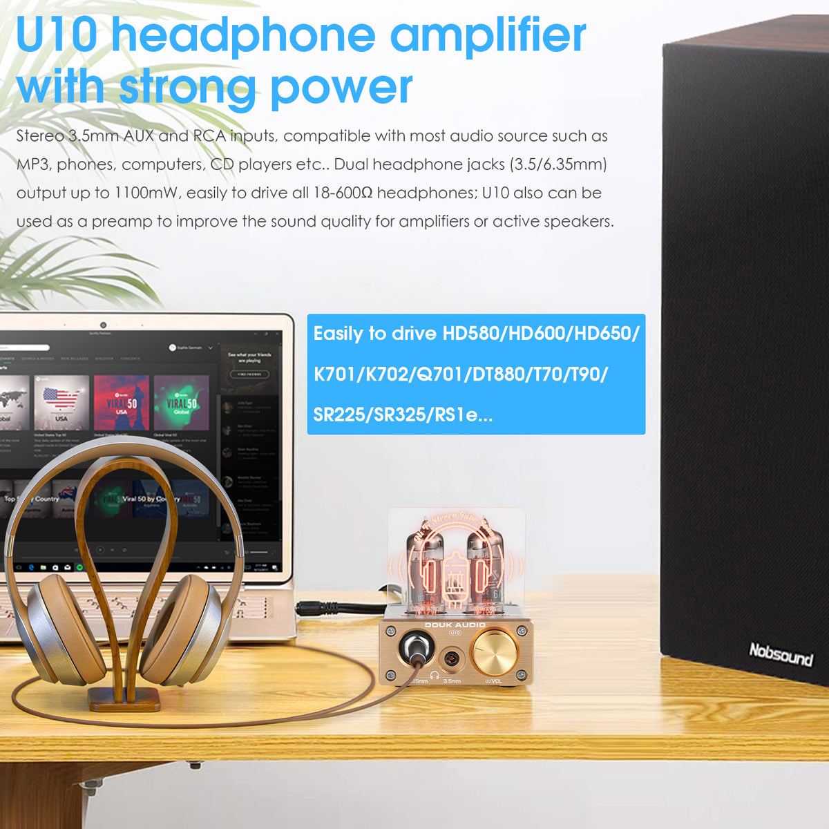 Douk Audio U10 Mini Tube Headphone Amplifier HIFI Stereo Preamp for Home Speaker