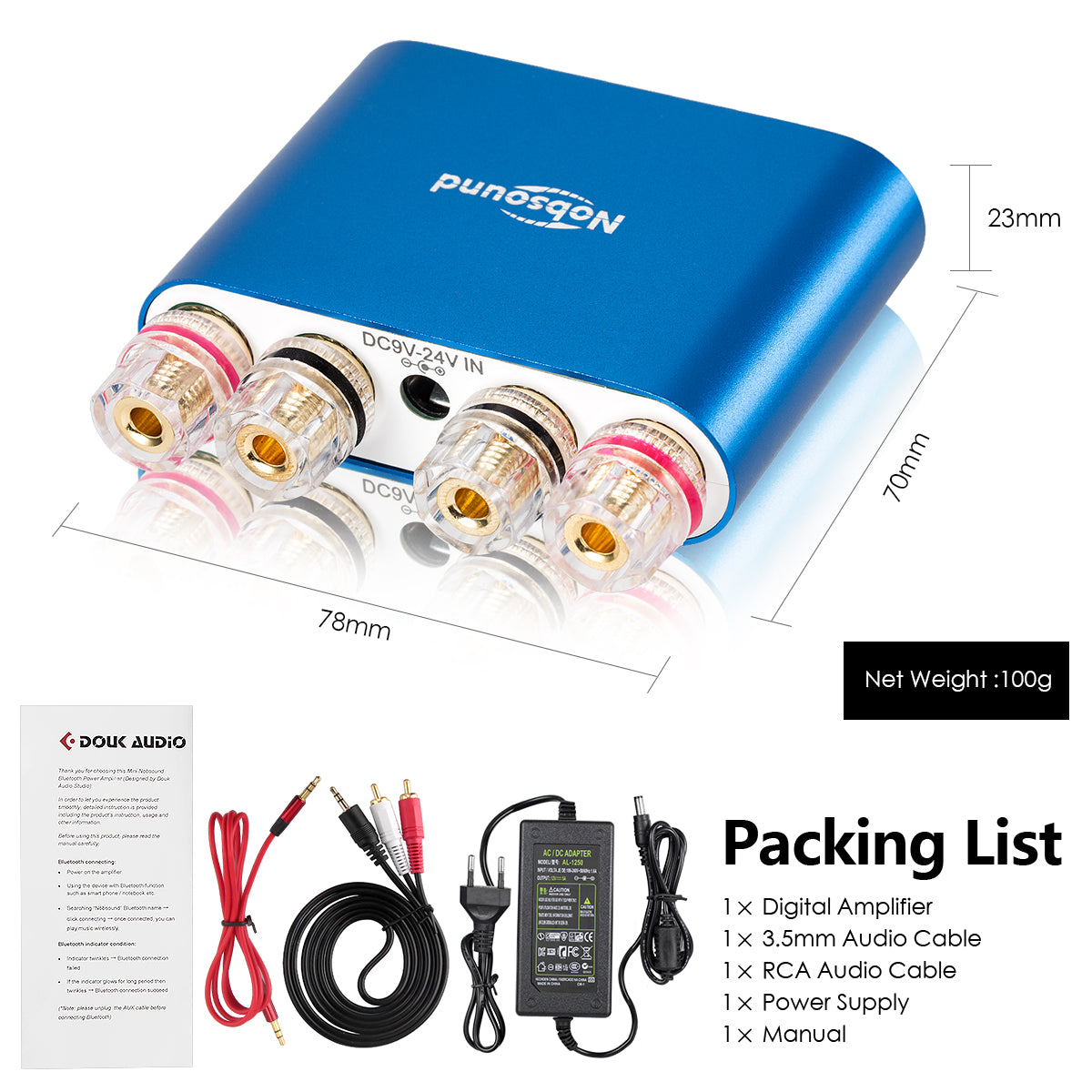 Nobsound NS-10G PRO Mini Bluetooth 5.0 Digital Amplifier DSP HiFi Stereo Audio Power Amp