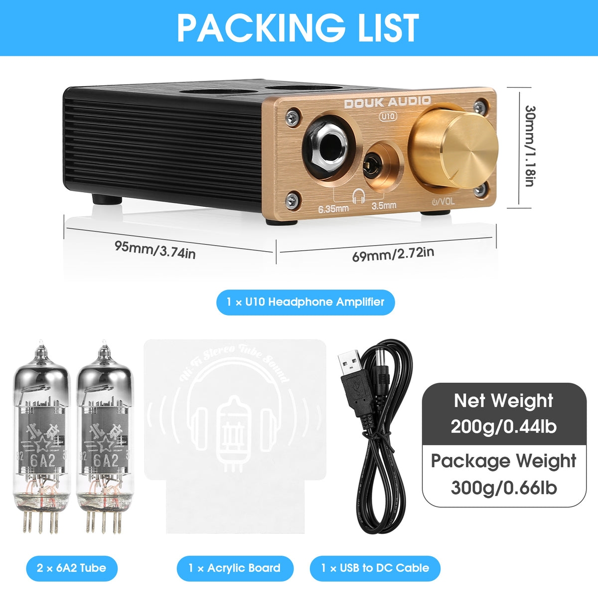 Douk Audio U10 Mini Tube Headphone Amplifier HIFI Stereo Preamp for Home Speaker
