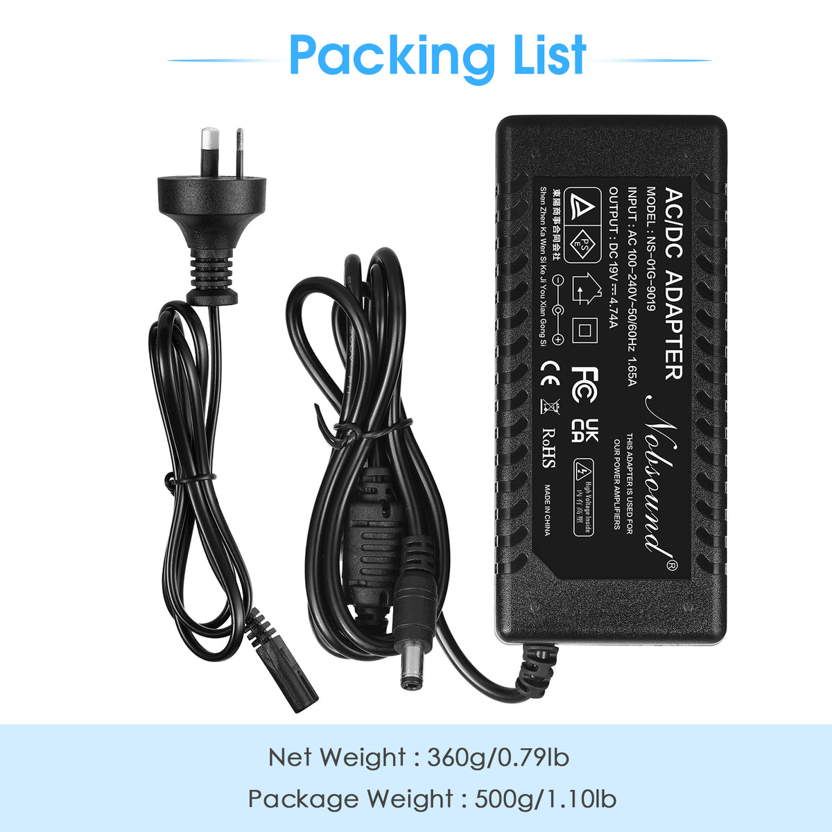 Douk Audio DC 19/24/32/36/48V Power Supply Adapter AC 100-240V Transformer