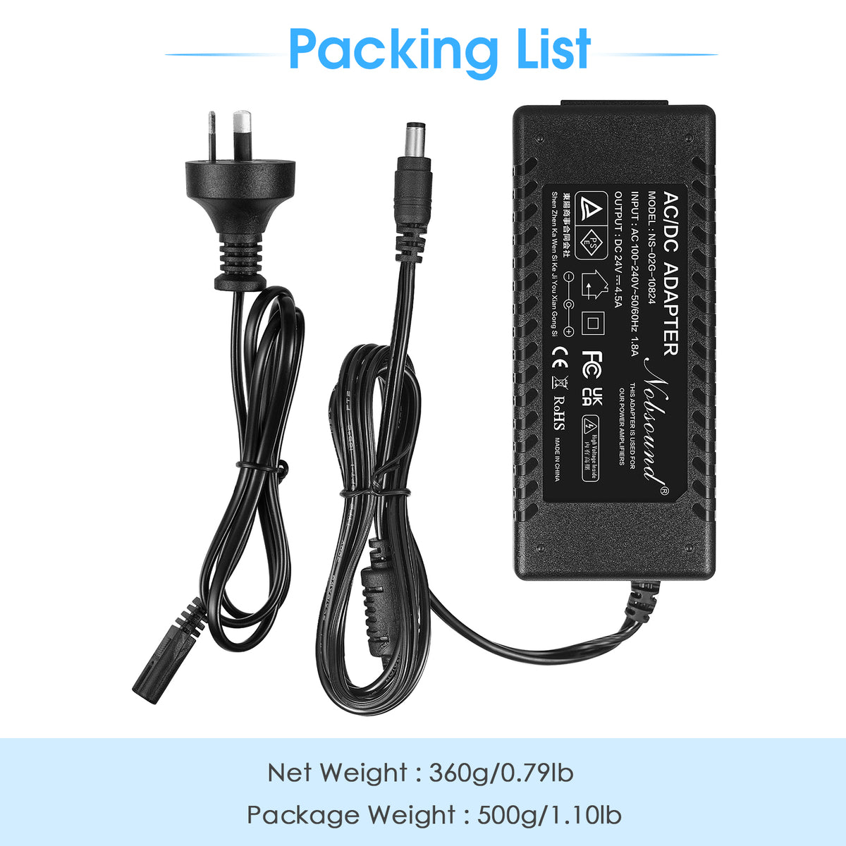 Douk Audio DC 19/24/32/36/48V Power Supply Adapter AC 100-240V Transformer