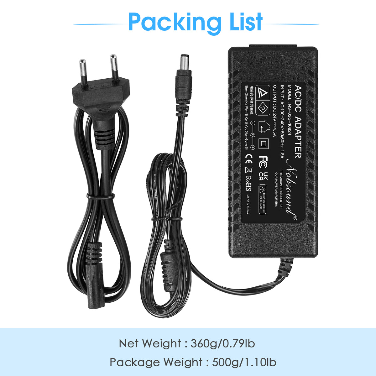 Douk Audio DC 19/24/32/36/48V Power Supply Adapter AC 100-240V Transformer