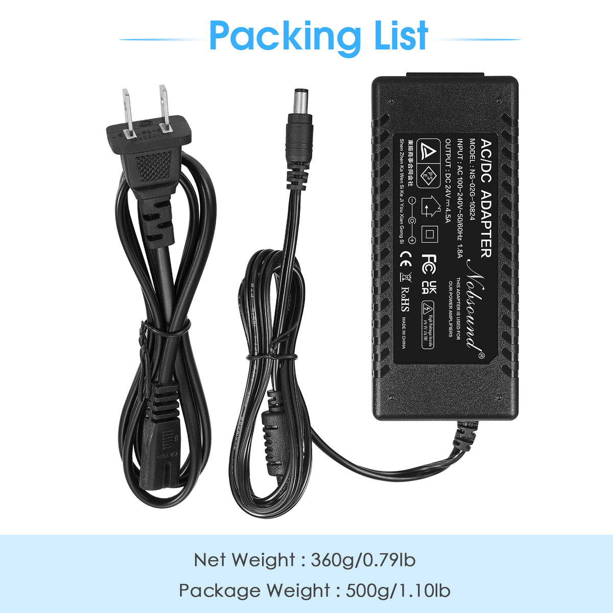 Douk Audio DC 19/24/32/36/48V Power Supply Adapter AC 100-240V Transformer