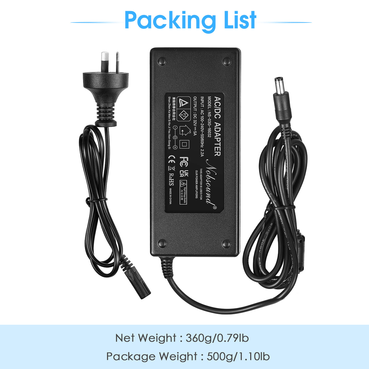 Douk Audio DC 19/24/32/36/48V Power Supply Adapter AC 100-240V Transformer