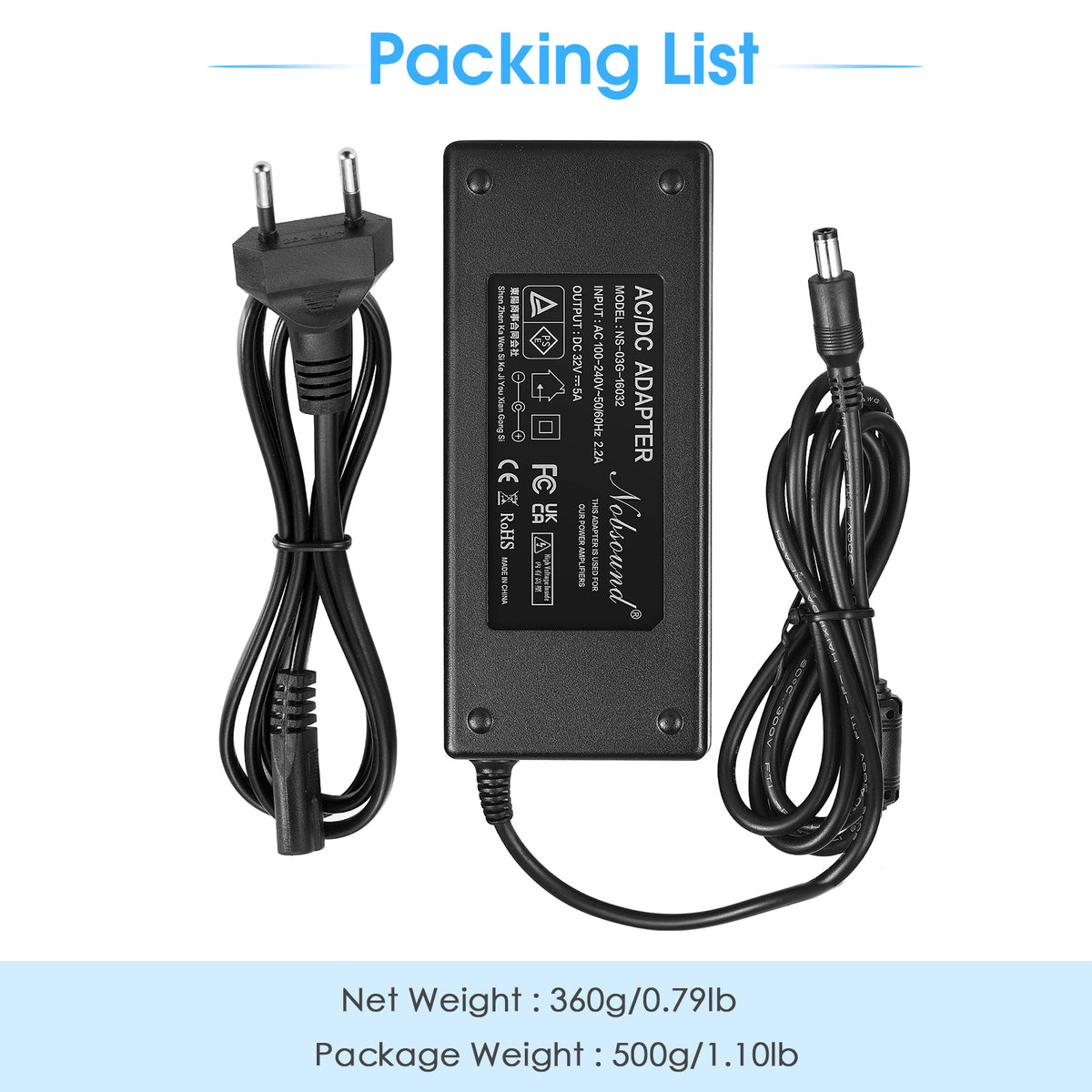 Douk Audio DC 19/24/32/36/48V Power Supply Adapter AC 100-240V Transformer