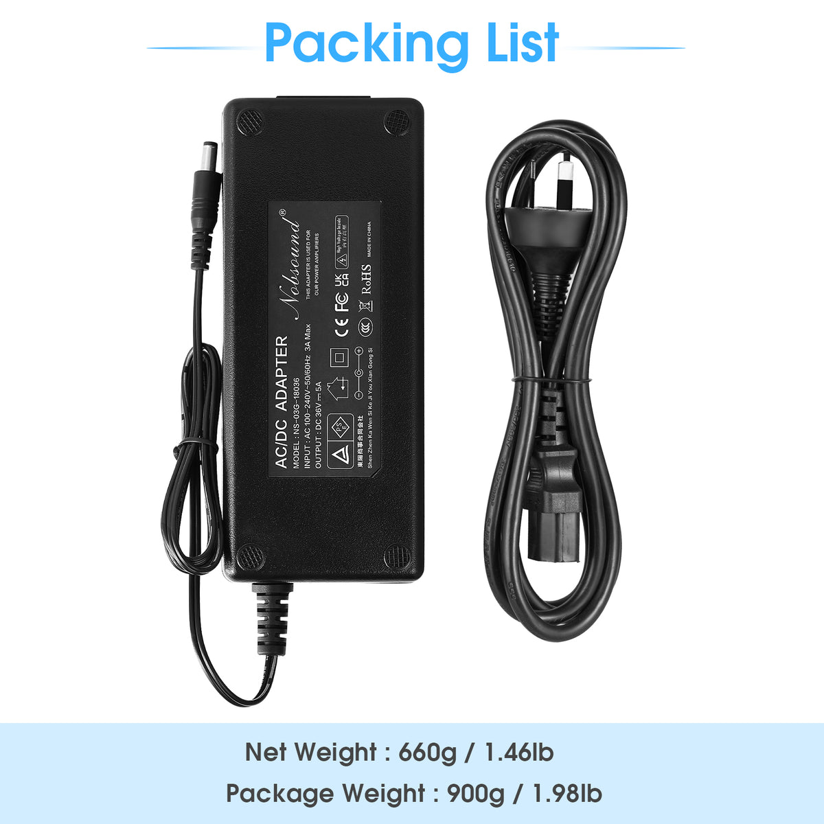 Douk Audio DC 19/24/32/36/48V Power Supply Adapter AC 100-240V Transformer