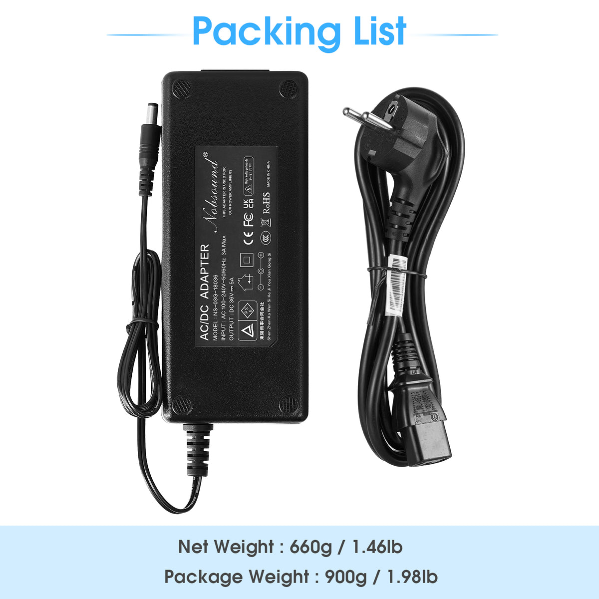 Douk Audio DC 19/24/32/36/48V Power Supply Adapter AC 100-240V Transformer
