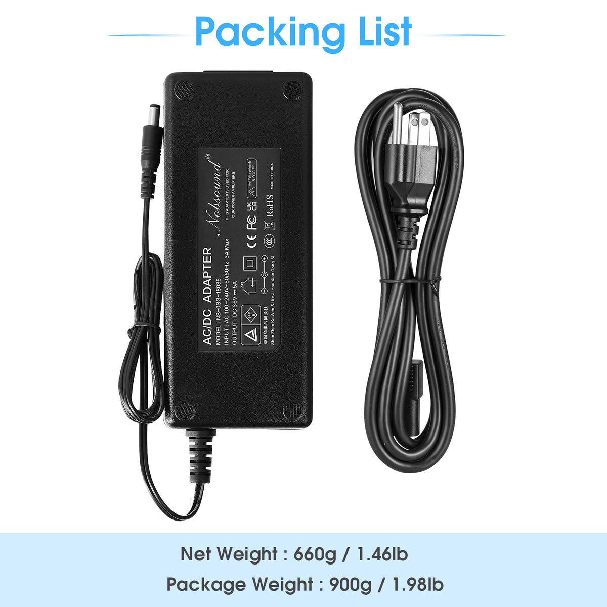 Douk Audio DC 19/24/32/36/48V Power Supply Adapter AC 100-240V Transformer