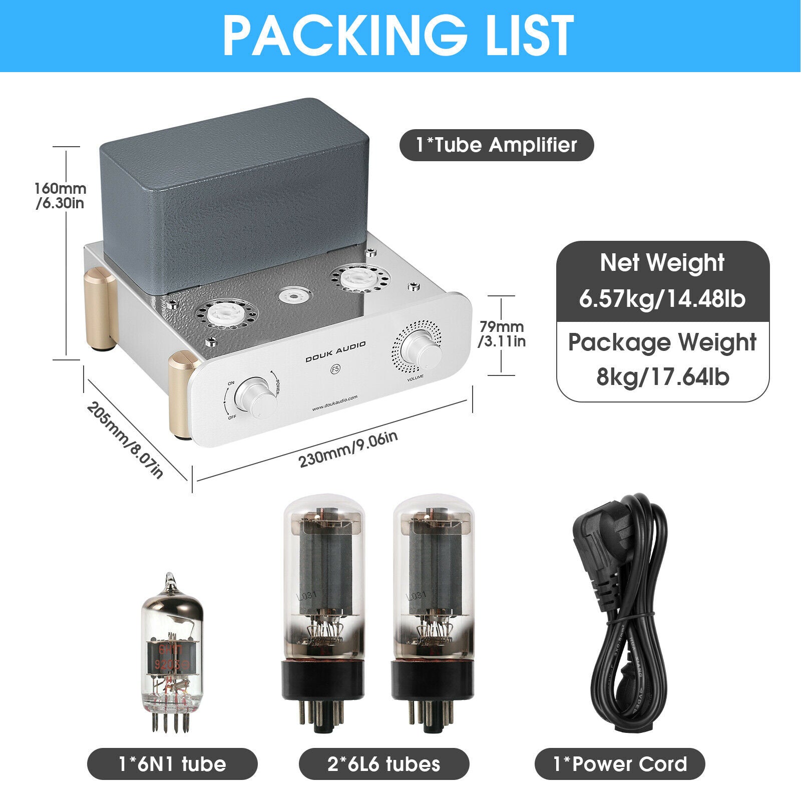 Douk Audio F5 HiFi Vacuum Tube Amplifier Pure Class A Single-ended Stereo Audio Amp